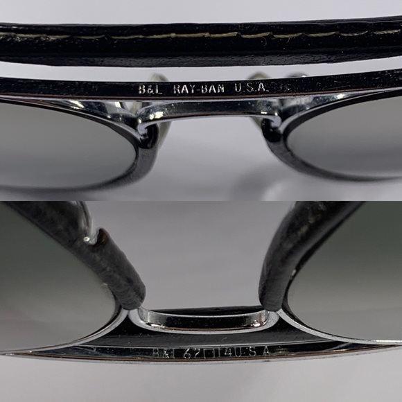 Vintage B&L Ray Ban 62mm Black Leather DGM Mirror Aviator Sunglasses - Picture 6 of 16
